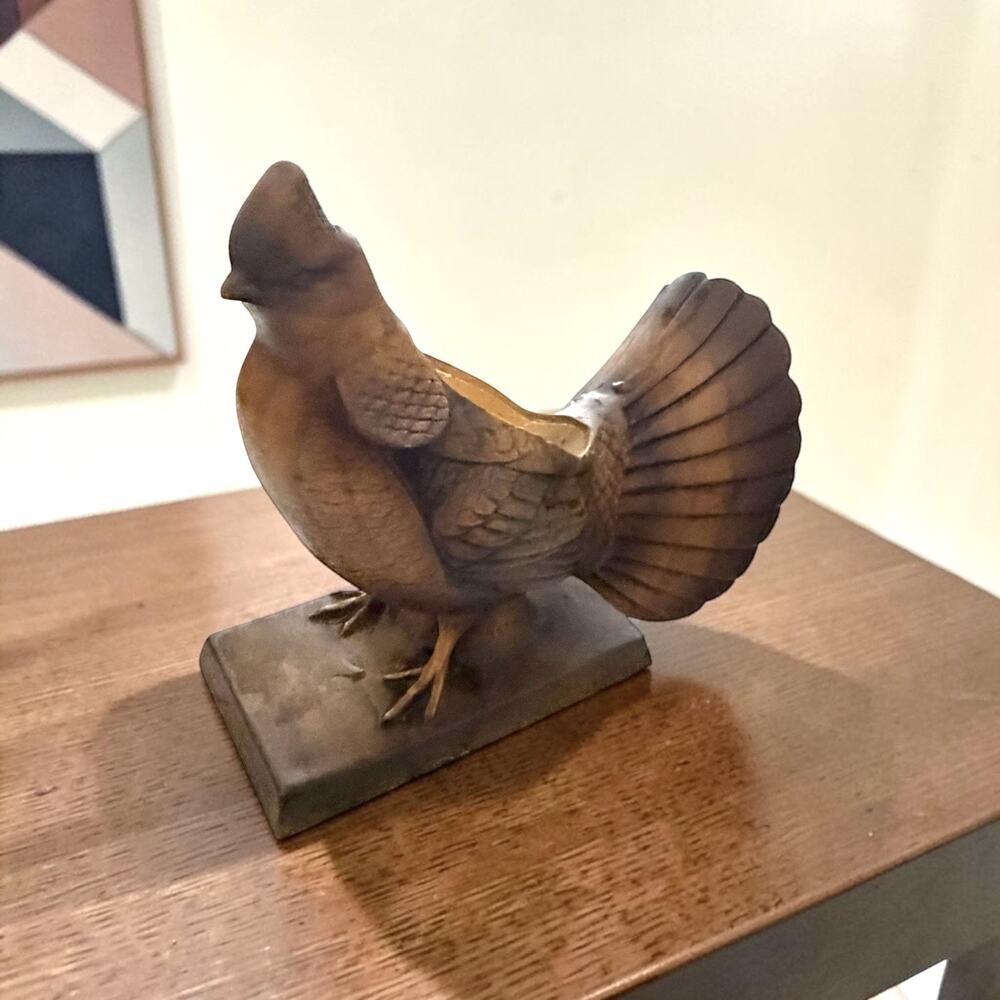 Vintage JAPAN Ruffled Grouse Planter Narcoware Bird Ceramic #C6398